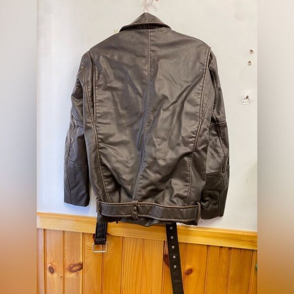 NWT ZARA WASHED FAUX LEATHER OVERSIZED BIKER Jacket Sz S - Picture 7 of 7